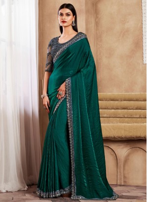 Remarkable Green Party Wear Silk Saree