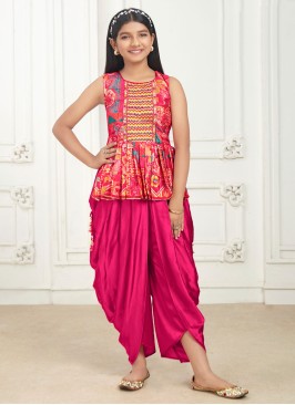 Pretty Rani Printed Dhoti Suit Set With Embroidered Work