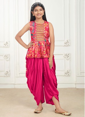 Pretty Rani Printed Dhoti Suit Set With Embroidered Work