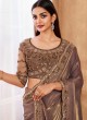 Festive Wear Embroidered Brown Silk Saree