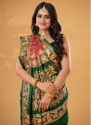 Pure Modal Gajji Silk Bridal Wear Gharchola Saree