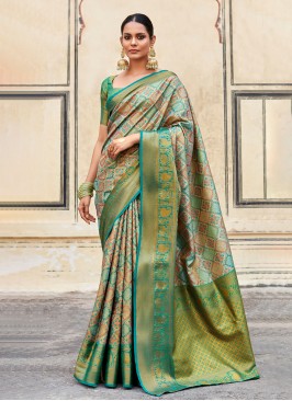 Stunning Sea Green Color Silk Contemporary Saree