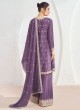 Lilac Embroidered Palazzo Set With Dupatta