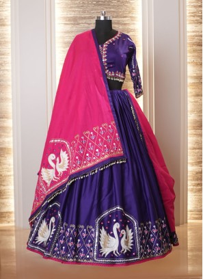 Purple Cotton Navratri Special Chaniya Choli