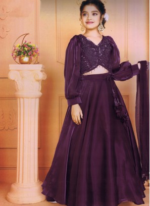 purple organza lehenga with embroidered choli 53803