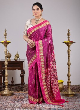 Purple Patola Woven Pure Silk Saree