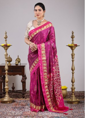 Purple Patola Woven Pure Silk Saree