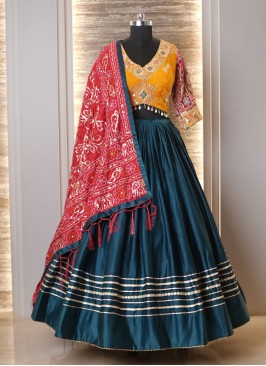 Rama Blue and Yellow Navratri Special Chaniya Choli