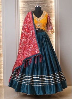 Rama Blue and Yellow Navratri Special Chaniya Choli