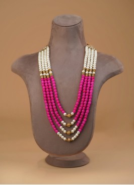 Rani And White Long Pearl Mala