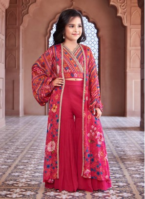 Rani Chiffon Silk Palazzo Set With Long Printed Jacket