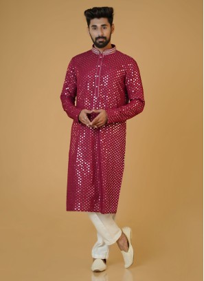 Rani Color Readymade Sequins Work Kurta Pajama