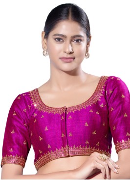 Rani Mulberry Silk Blouse With Zari Embroidery