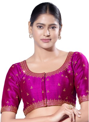 Rani Mulberry Silk Blouse With Zari Embroidery