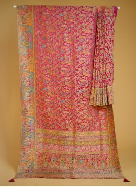 Rani Pashmina Silk Saree With Woven Work