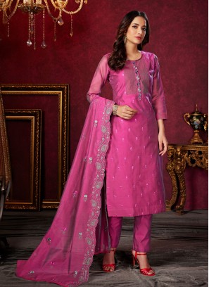 Ravishing in Rani Color Pant Style Salwar Suit