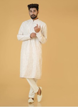 Raw Silk Lilac Kurta Pajama For Men