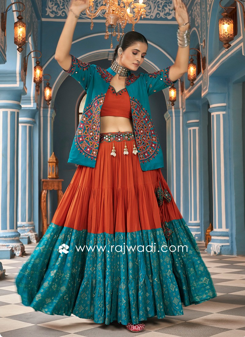 Rayon Jacket Style Lehenga Choli Set for Navratri