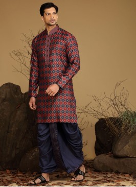 Readymade Dhoti Style Kurta Pajama In Silk
