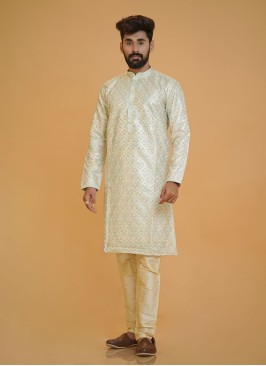 Readymade Light Sea Green Kurta Pajama In Silk