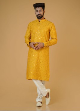 Readymade Yellow Haldi Wear Kurta Pajama