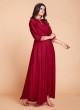 Georgette Cherry Red Jacket Style Gown