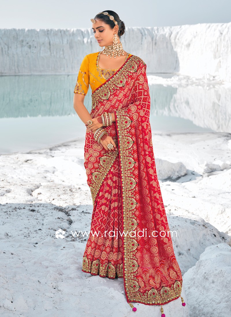 images of bandhani saree