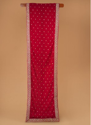 Red Groom Wear Dupatta In Chanderi Fabric