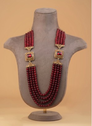 Red Pearl Layered Mala For Men