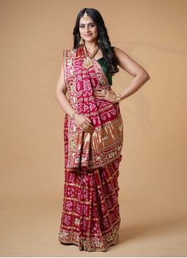 Red Traditional Bridal Gharchola Saree