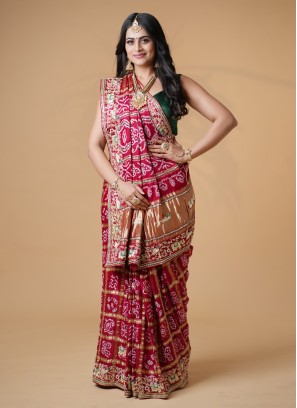 Red Traditional Bridal Gharchola Saree