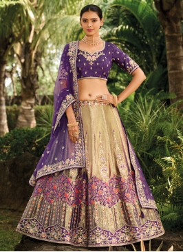 Festive Wear Dark Beige Silk Lehenga Choli With Du