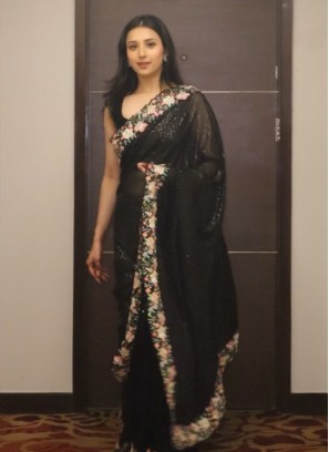 Rimmi in Black Sequin Lycra Net Saree