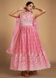 Pink Thread Embroidered Georgette Anarkali Dress