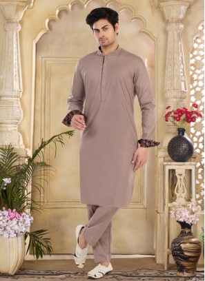 Rosy Brown Cotton Silk Kurta Pajama For Men