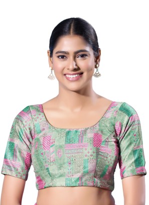 Round Neckline Silk Fabric Readymade Blouse