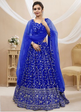 Royal Blue Zari Embroidered Lehenga Choli