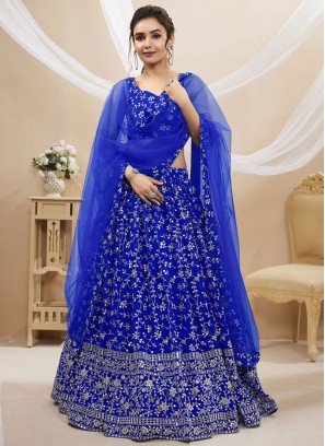 Royal Blue Zari Embroidered Lehenga Choli