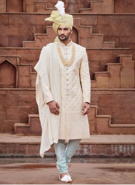 Royal Embroidered Grooms Sherwani Set