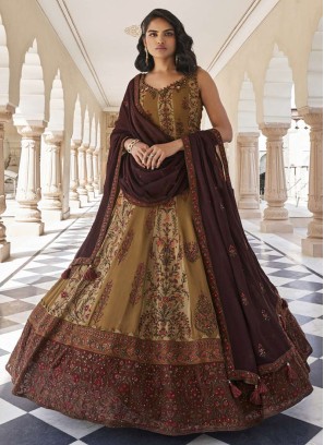 Multicolored Georgette Anarkali Dress with Dupatta