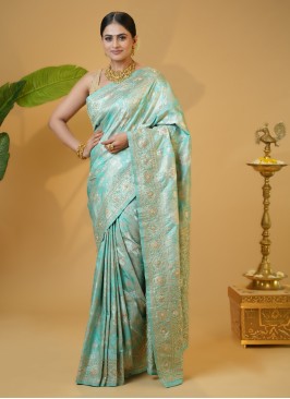 Organza Embroidery Grey Saree