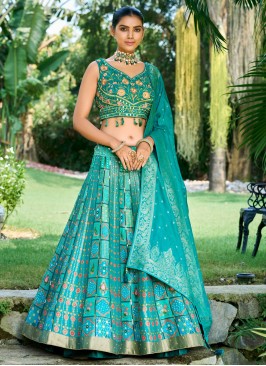 Sea Green Silk Lehenga Choli With Dupatta