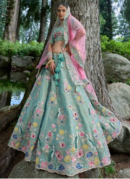 Light Sea Green Embroidered Lehenga Choli With Dupatta