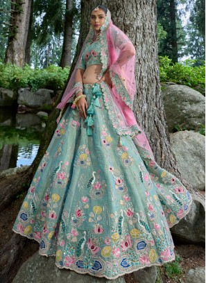 Light Sea Green Embroidered Lehenga Choli With Dupatta