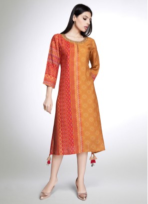 Shaded Color Readymade Kurti In Muslin Silk