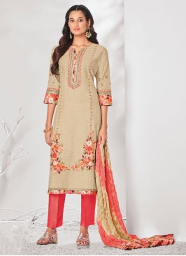 Shagufta Cream Pant Style Salwar Kameez