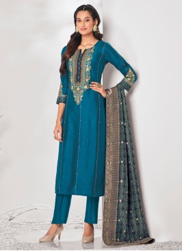 Shagufta Designer Peacock Blue Salwar Kameez