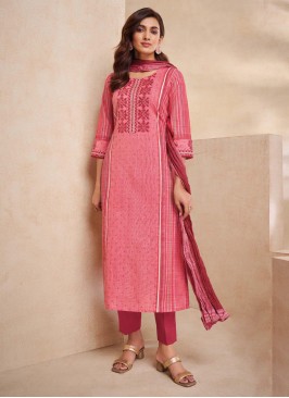 Shagufta Gajari Pink And Crimson Color Pant Style Salwar Suit.