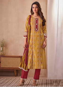 Shagufta Mustard Yellow Cotton Salwar Kameez