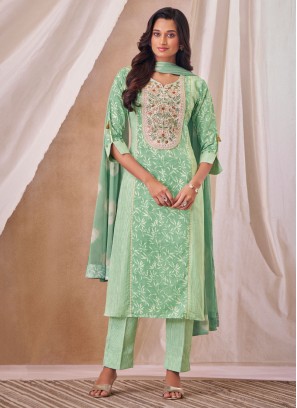 Shagufta Pista Green Pant Style Salwar Kameez